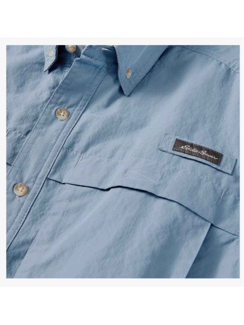 NWT Blue Short Sleeve Button-Up Eddie Bauer Men's Size XL - Picture 3 of 5